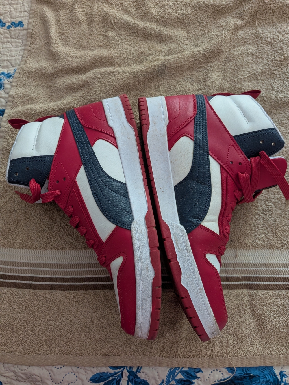 Puma Red White and Navy High-Top Sneakers